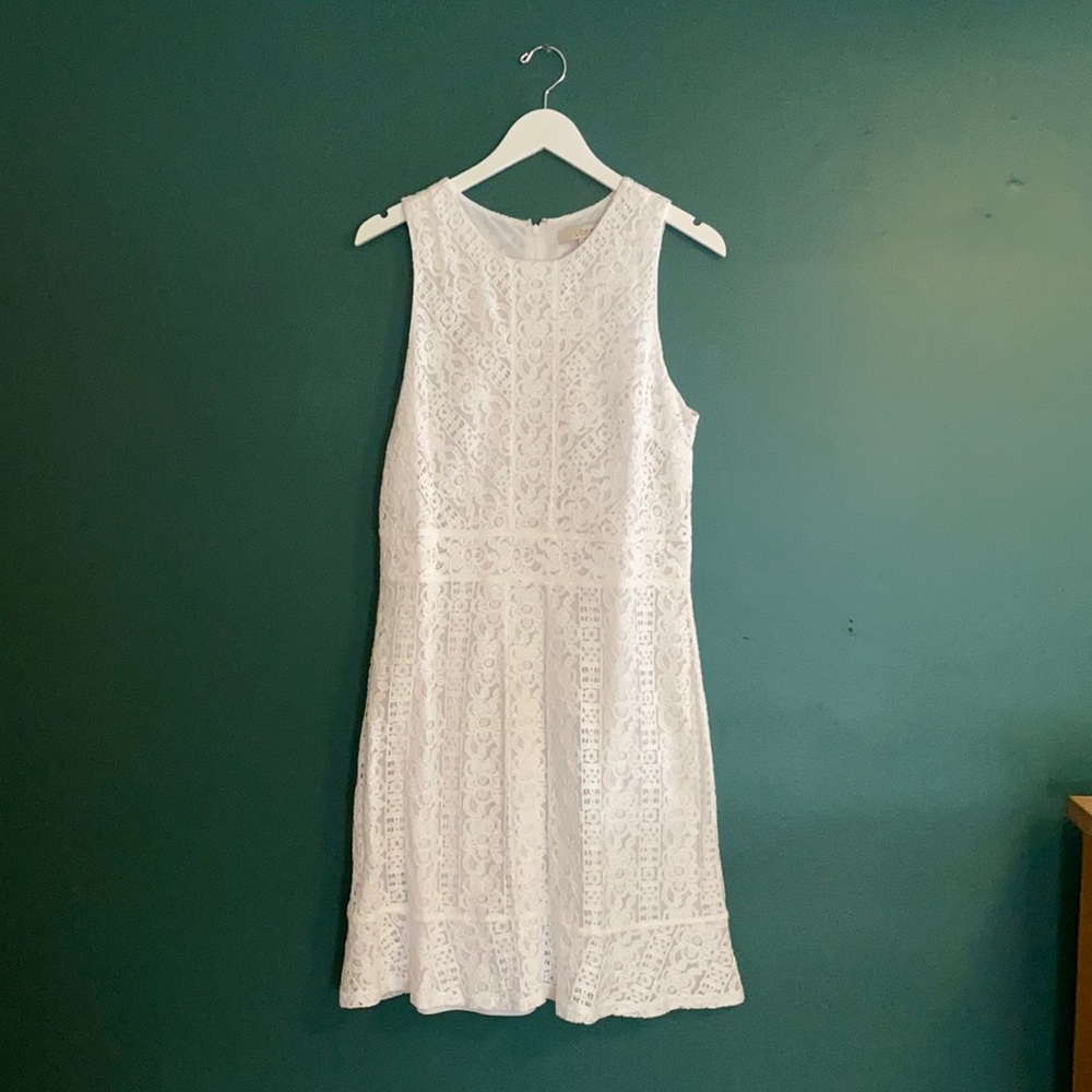 Loft white lace dress. A line.
